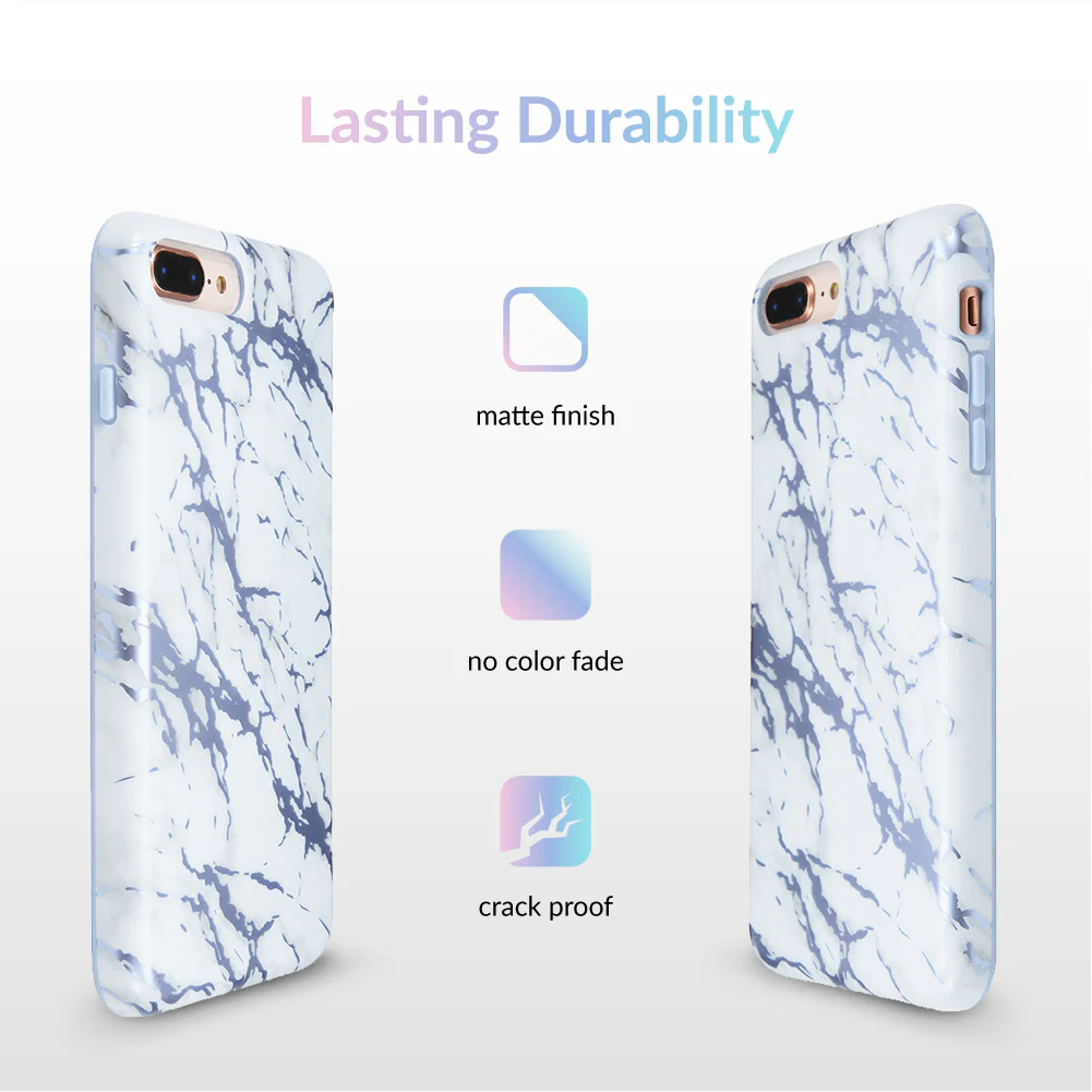 White Marble Blue Chrome iPhone Case - Image 17