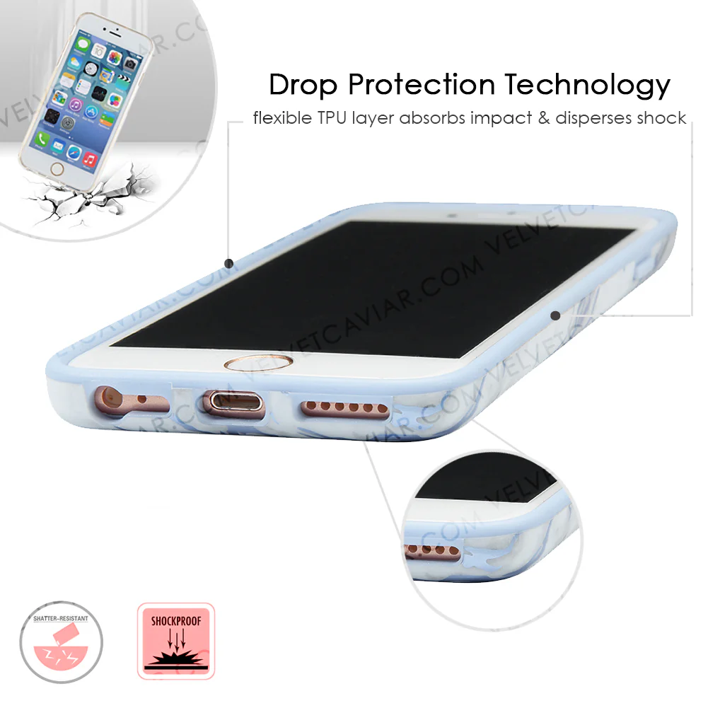White Marble Blue Chrome iPhone Case - Image 25