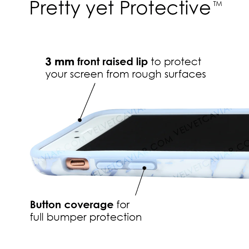 White Marble Blue Chrome iPhone Case - Image 27