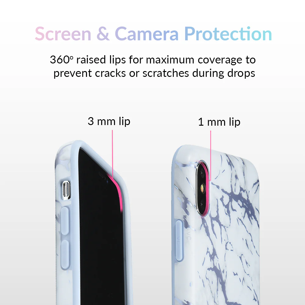 White Marble Blue Chrome iPhone Case - Image 3