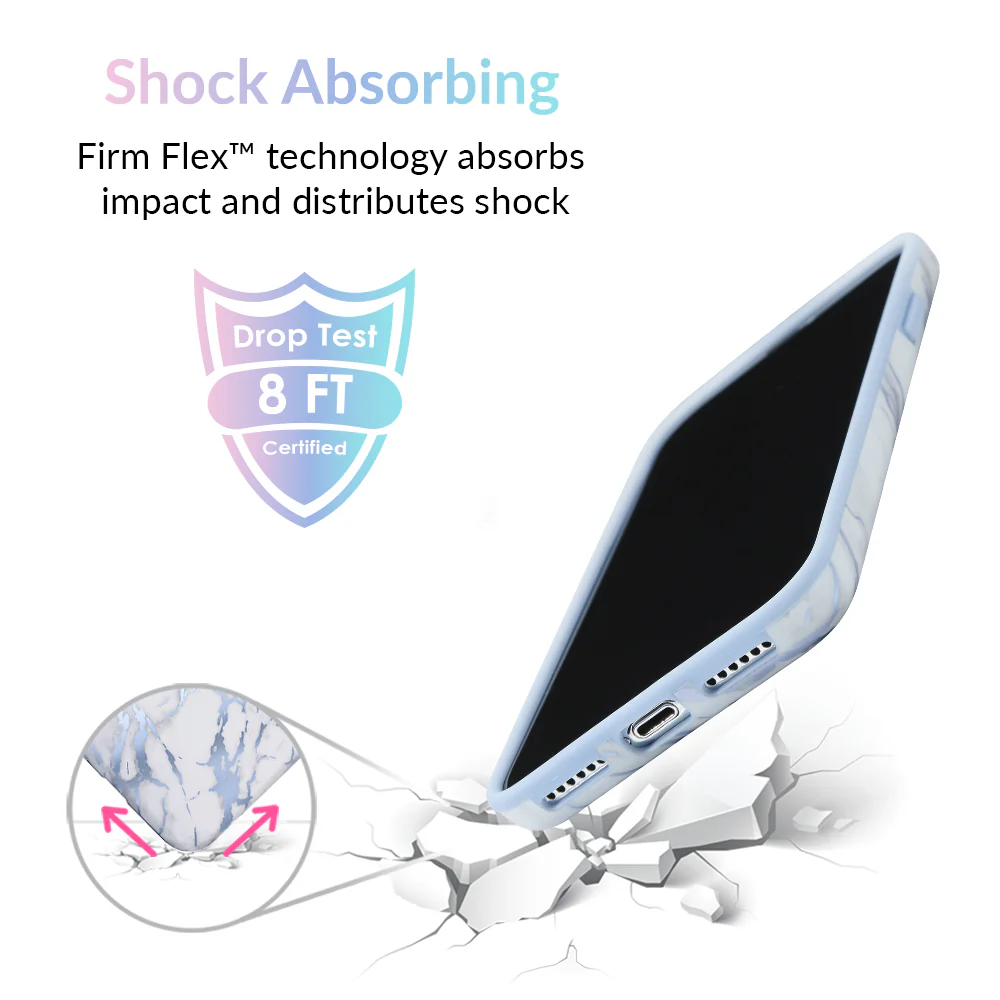 White Marble Blue Chrome iPhone Case - Image 4