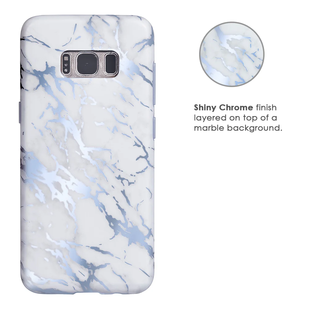 White Marble Blue Chrome Samsung Galaxy Case - Image 13