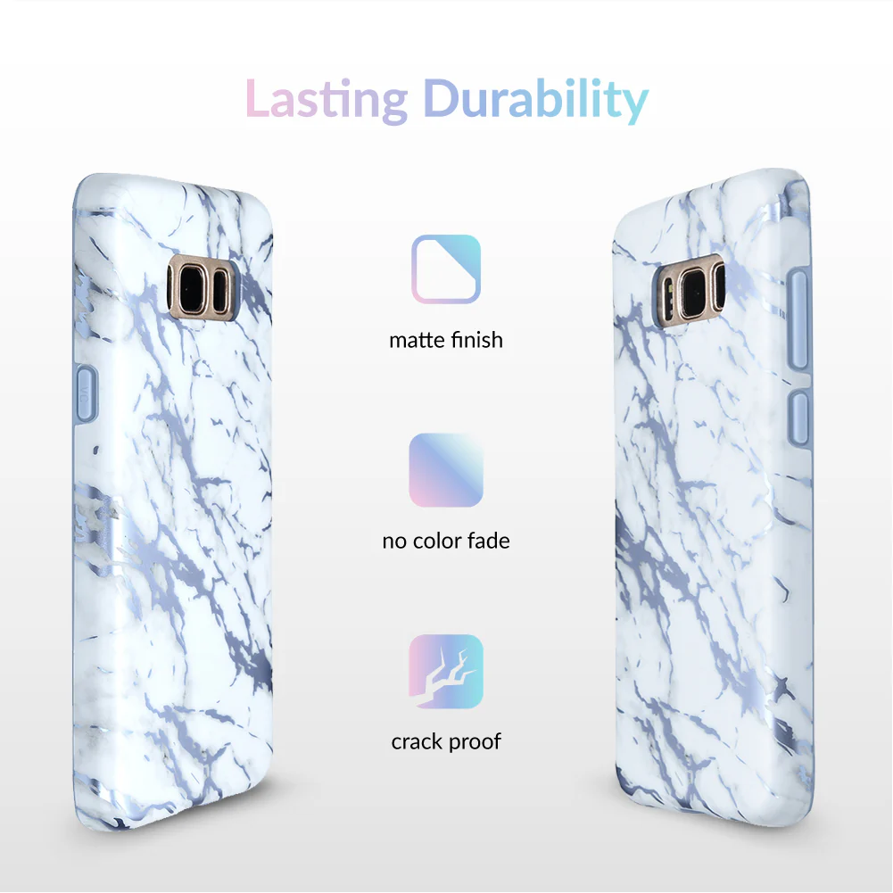White Marble Blue Chrome Samsung Galaxy Case - Image 17