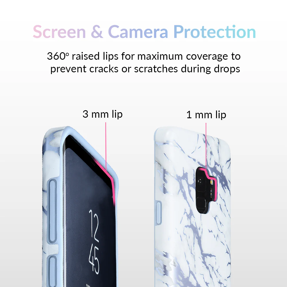 White Marble Blue Chrome Samsung Galaxy Case - Image 2