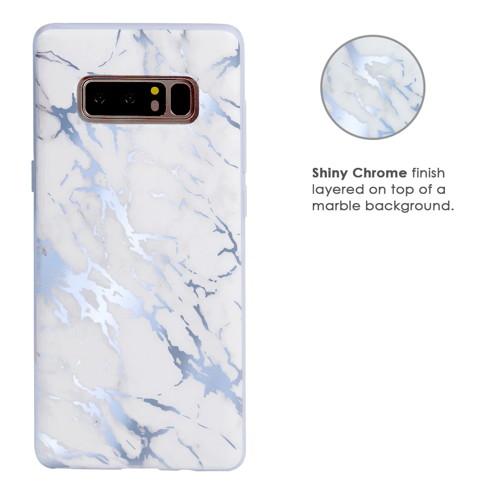 White Marble Blue Chrome Samsung Galaxy Case - Image 23