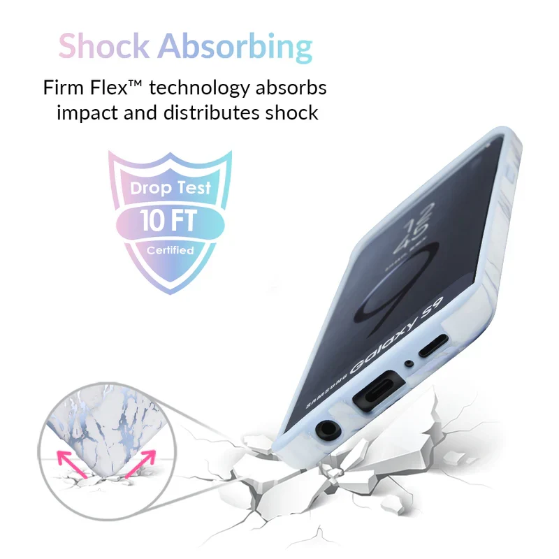 White Marble Blue Chrome Samsung Galaxy Case - Image 3