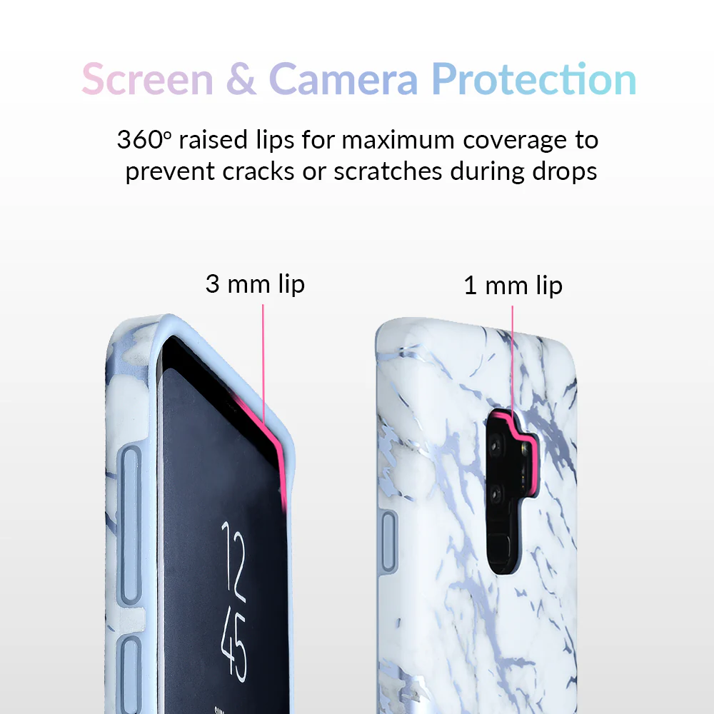White Marble Blue Chrome Samsung Galaxy Case - Image 6