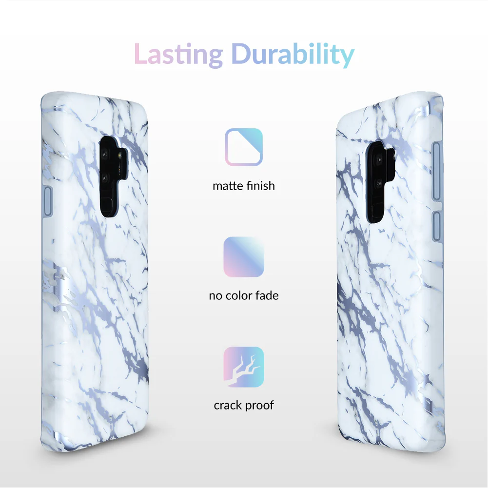White Marble Blue Chrome Samsung Galaxy Case - Image 8