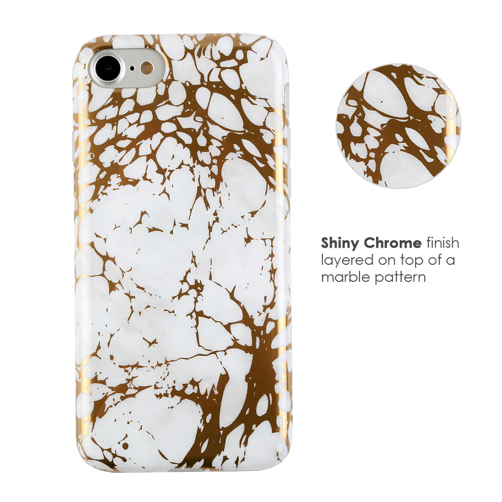 White Marble Gold Chrome iPhone Case - Image 12
