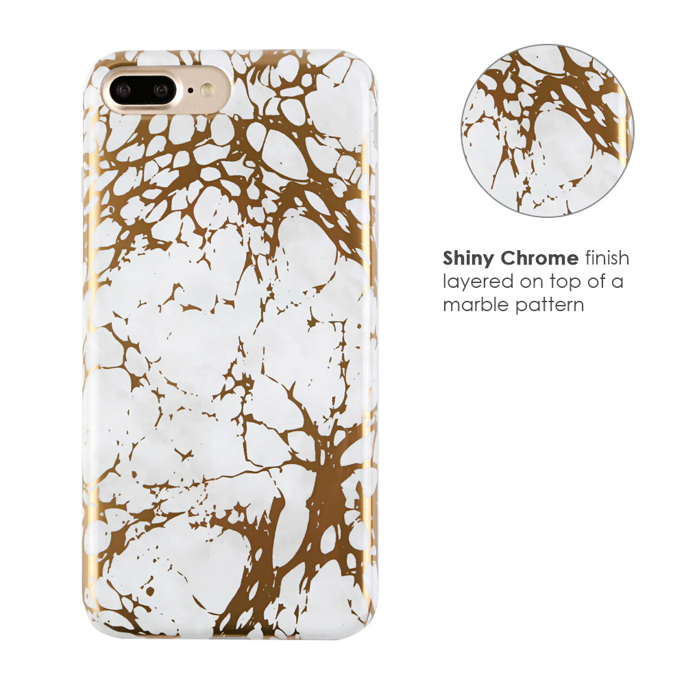 White Marble Gold Chrome iPhone Case - Image 26