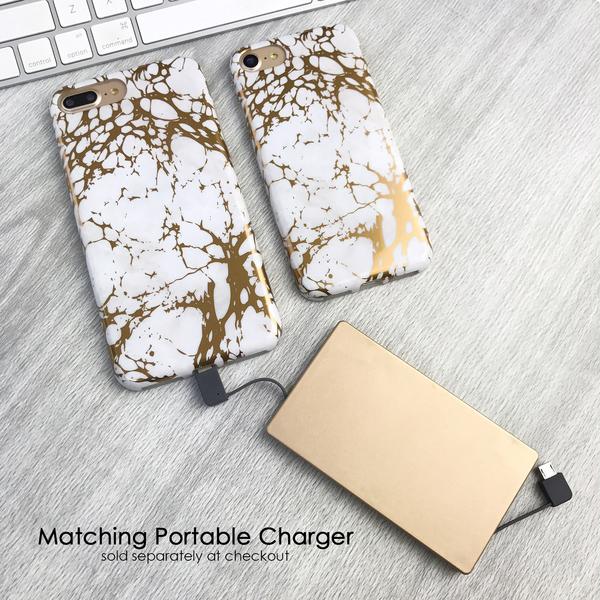 White Marble Gold Chrome iPhone Case - Image 28