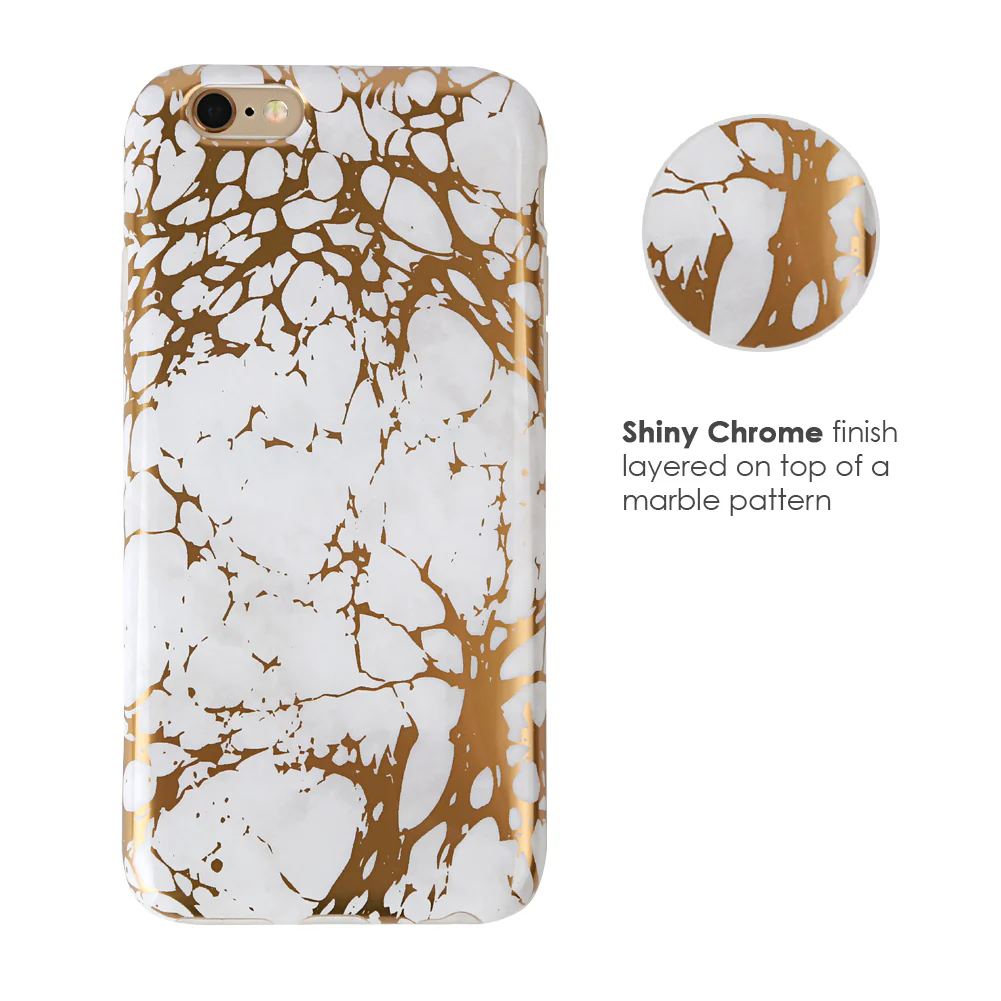 White Marble Gold Chrome iPhone Case - Image 33