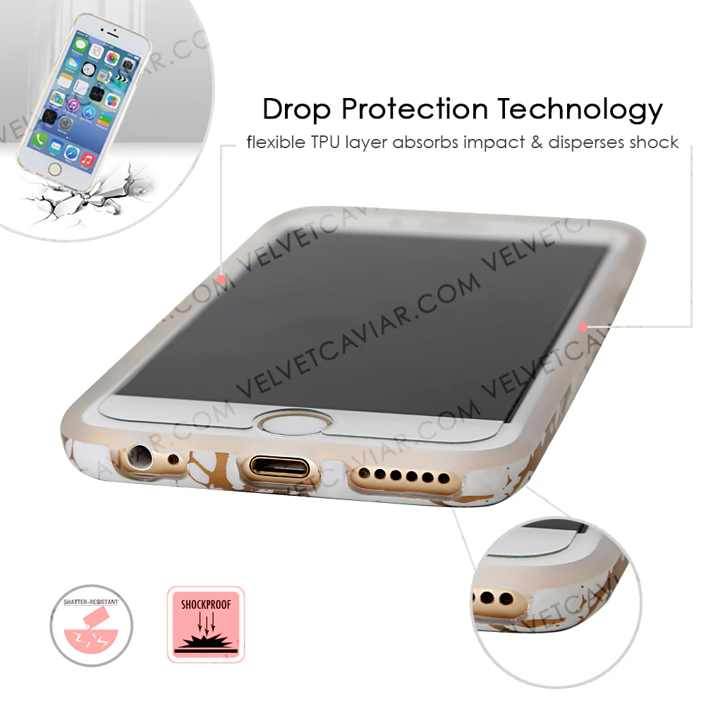 White Marble Gold Chrome iPhone Case - Image 34
