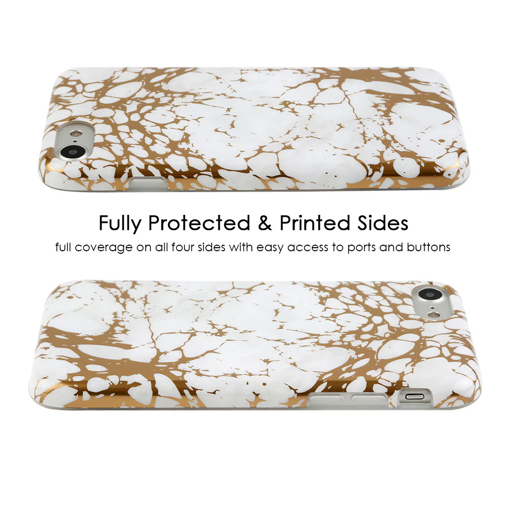 White Marble Gold Chrome iPhone Case - Image 4