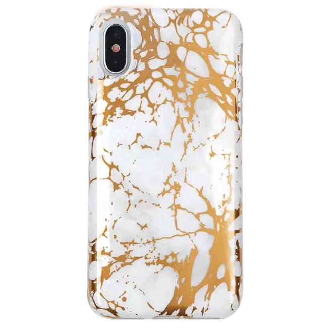 White Marble Gold Chrome iPhone Case - Image 43
