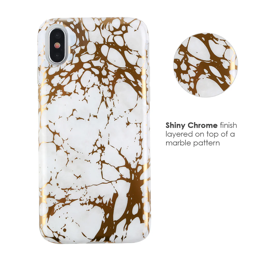 White Marble Gold Chrome iPhone Case - Image 45