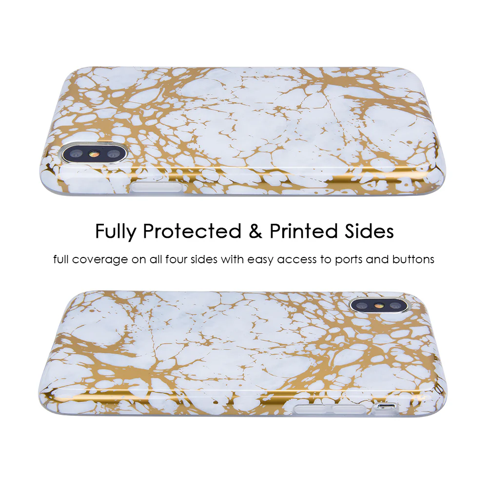 White Marble Gold Chrome iPhone Case - Image 47