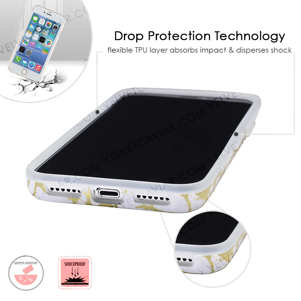White Marble Gold Chrome iPhone Case - Image 48