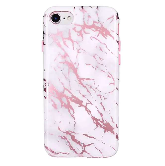 White Marble Pink Chrome iPhone Case - Image 10