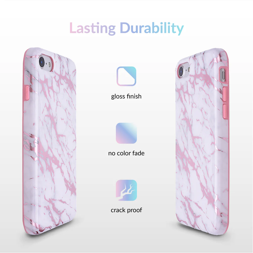 White Marble Pink Chrome iPhone Case - Image 14