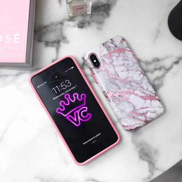 White Marble Pink Chrome iPhone Case - Image 16