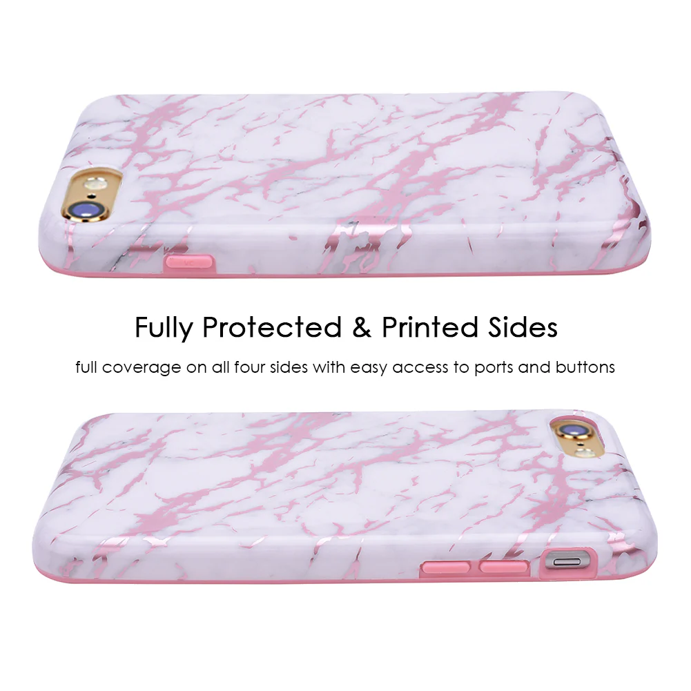 White Marble Pink Chrome iPhone Case - Image 2