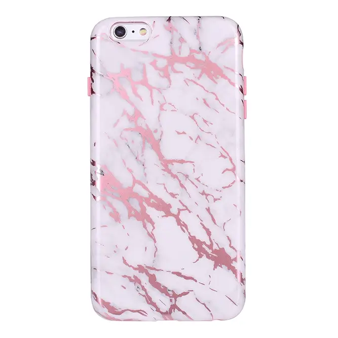 White Marble Pink Chrome iPhone Case - Image 3