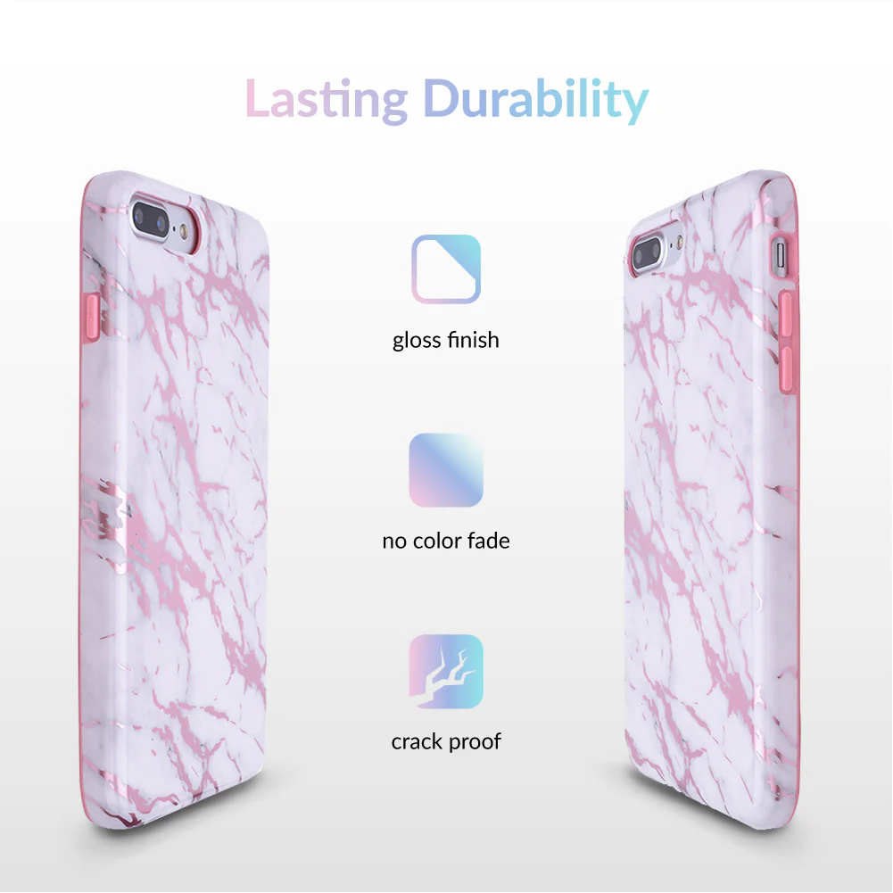 White Marble Pink Chrome iPhone Case - Image 30