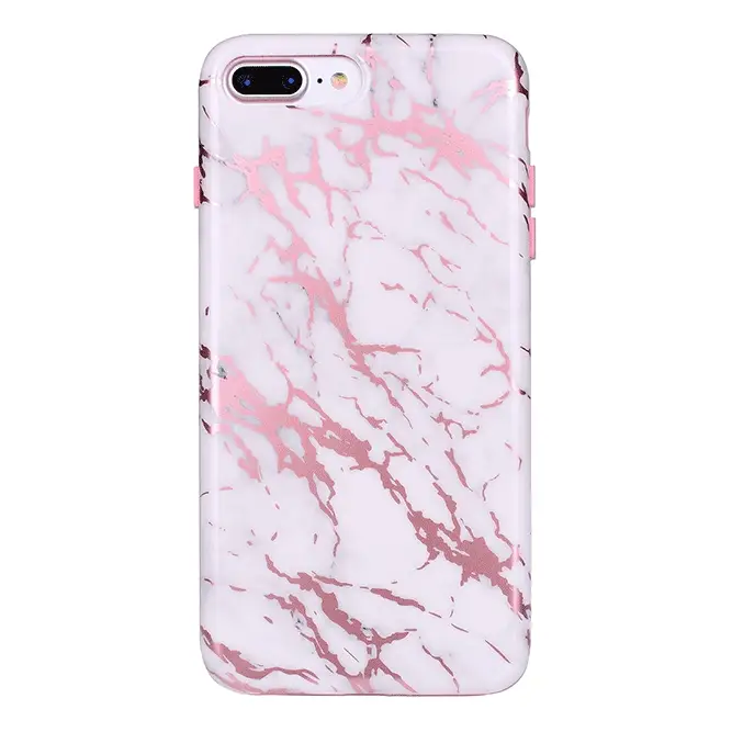 White Marble Pink Chrome iPhone Case - Image 33
