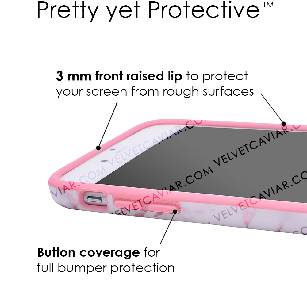 White Marble Pink Chrome iPhone Case - Image 5