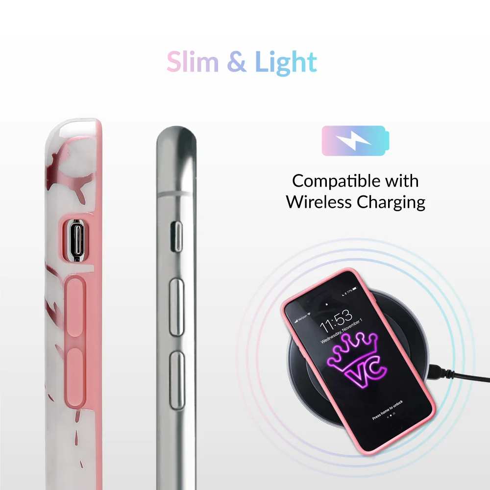White Marble Pink Chrome iPhone Case - Image 53