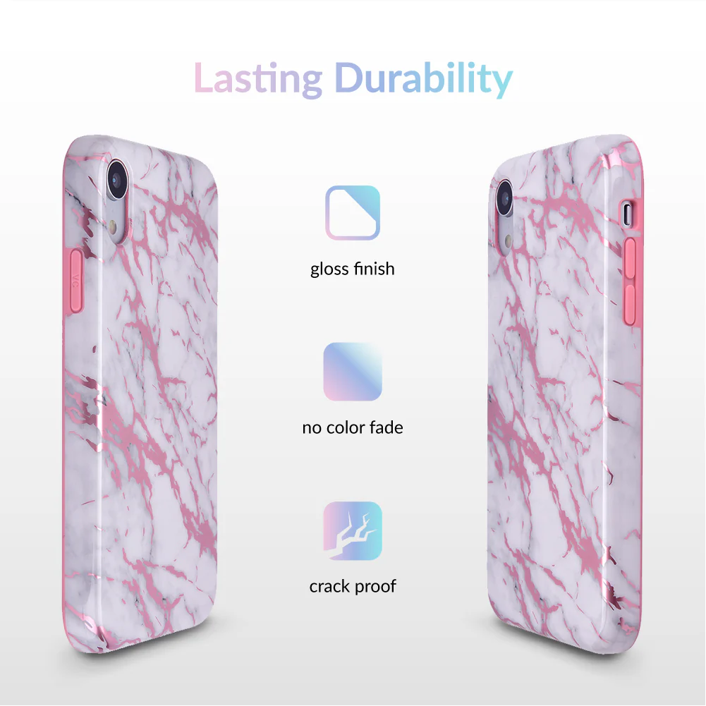 White Marble Pink Chrome iPhone Case - Image 58