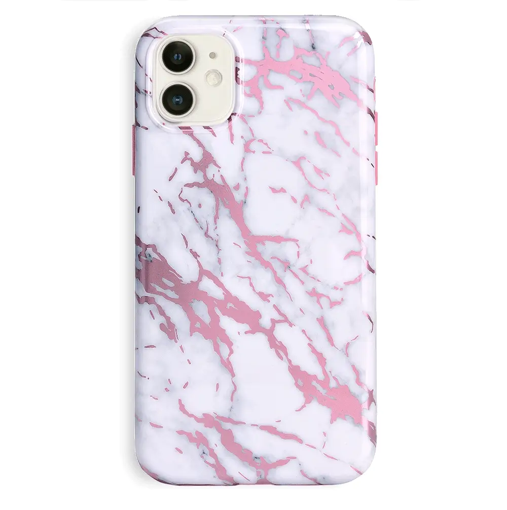 White Marble Pink Chrome iPhone Case - Image 60