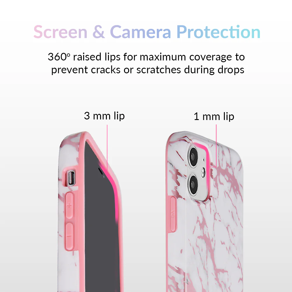 White Marble Pink Chrome iPhone Case - Image 61