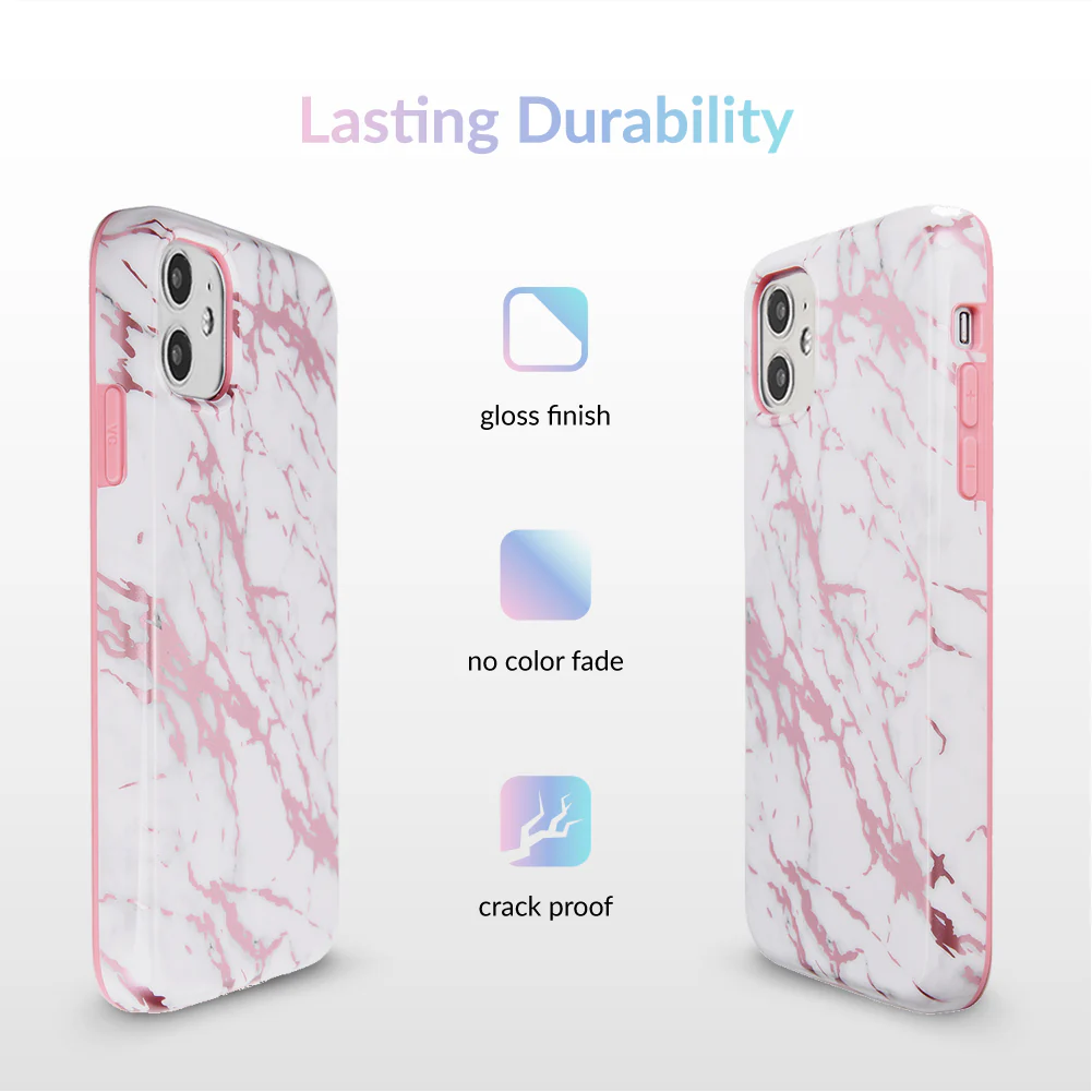 White Marble Pink Chrome iPhone Case - Image 63