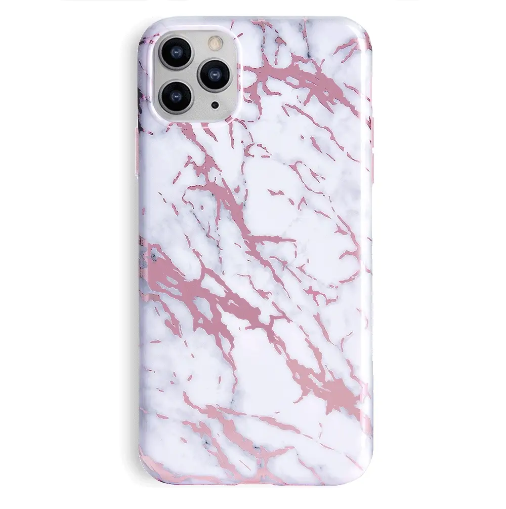 White Marble Pink Chrome iPhone Case - Image 70