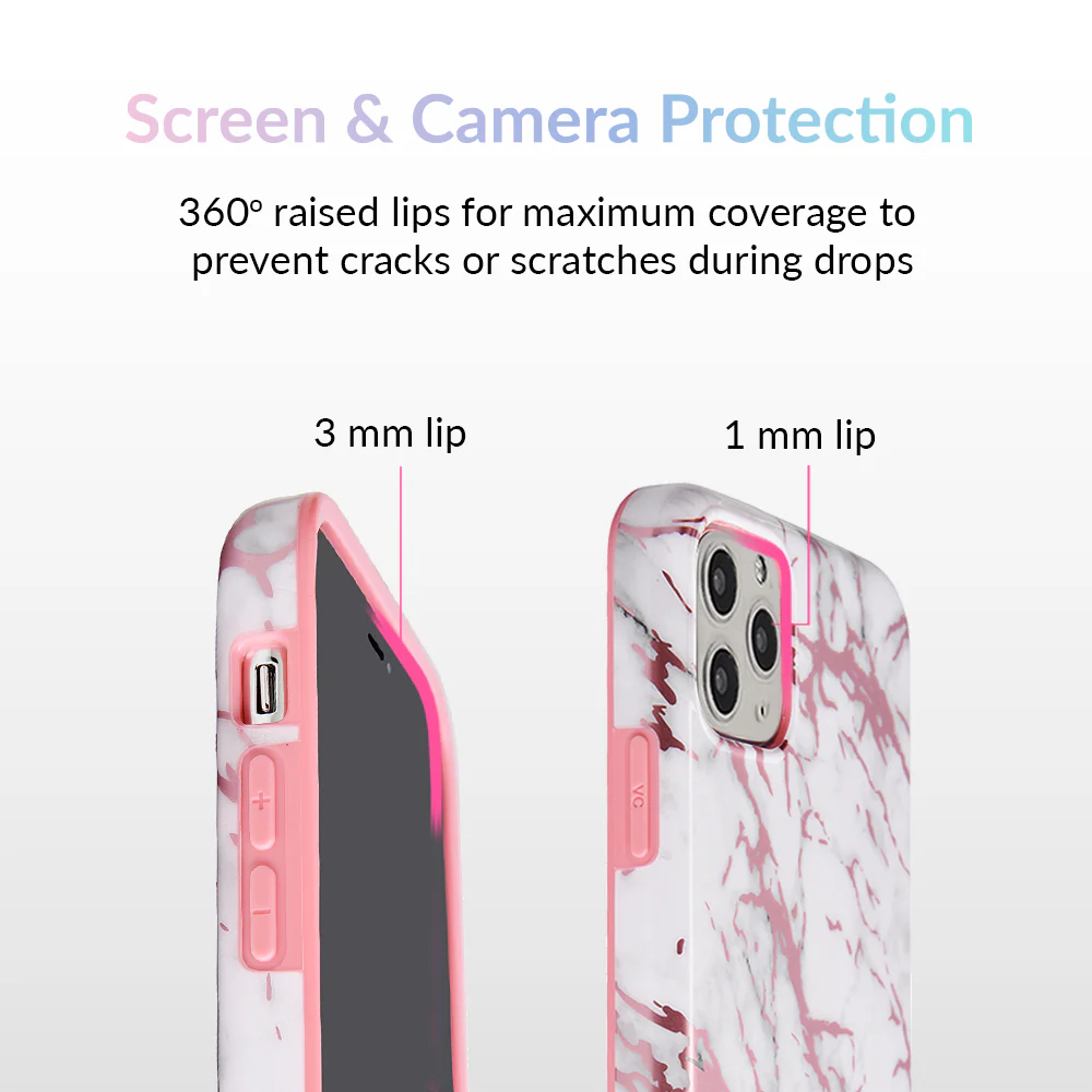 White Marble Pink Chrome iPhone Case - Image 71