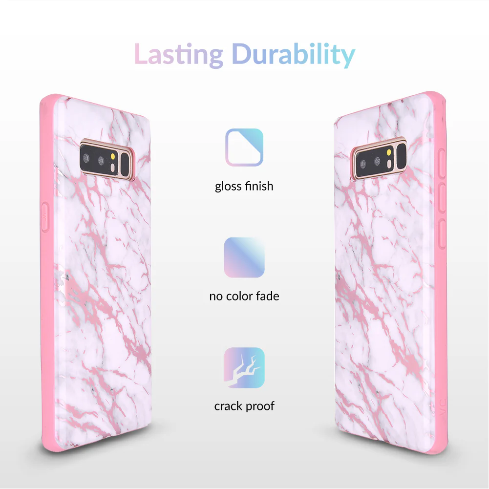 White Marble Pink Chrome Samsung Galaxy Case - Image 14
