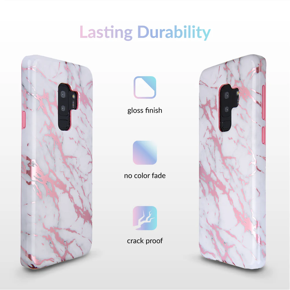 White Marble Pink Chrome Samsung Galaxy Case - Image 18