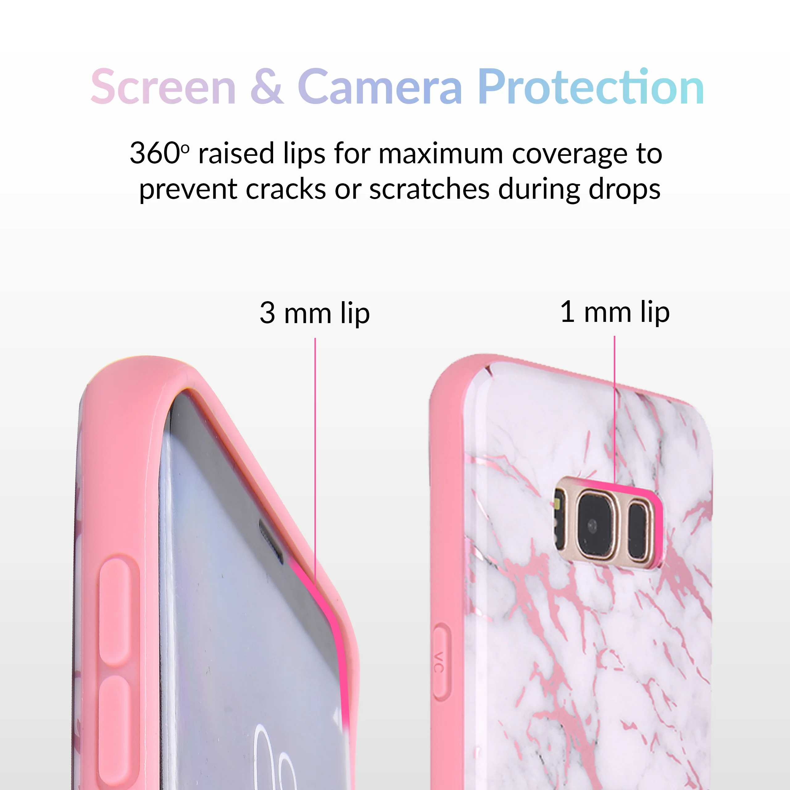 White Marble Pink Chrome Samsung Galaxy Case - Image 2