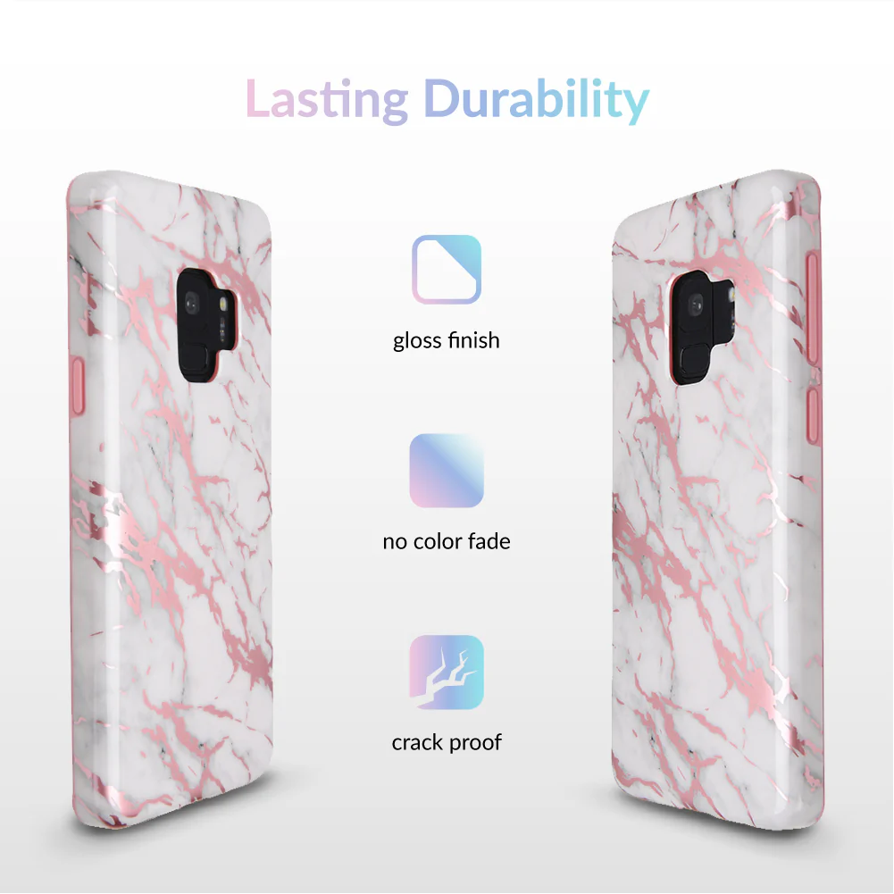 White Marble Pink Chrome Samsung Galaxy Case - Image 23