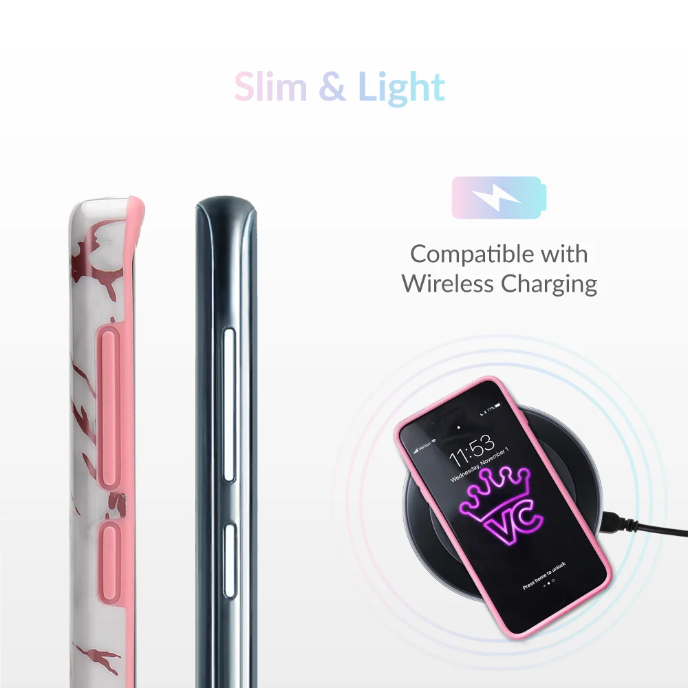 White Marble Pink Chrome Samsung Galaxy Case - Image 25
