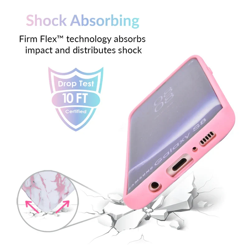White Marble Pink Chrome Samsung Galaxy Case - Image 3