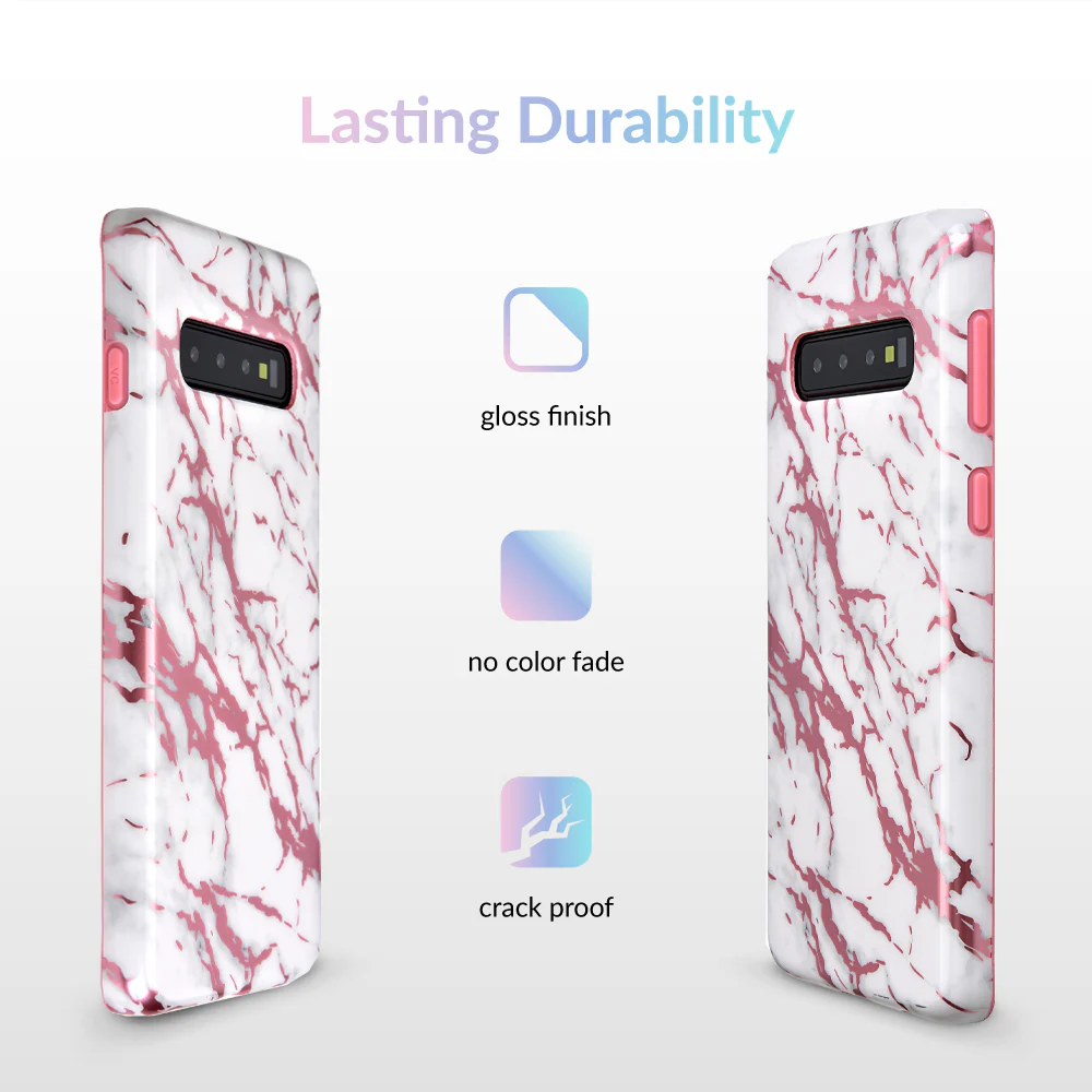 White Marble Pink Chrome Samsung Galaxy Case - Image 33