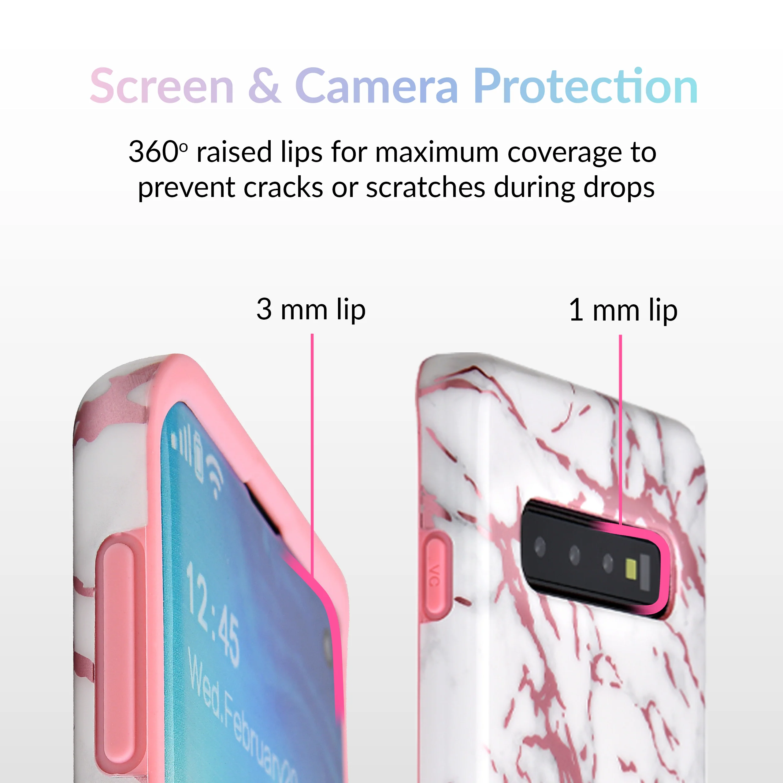 White Marble Pink Chrome Samsung Galaxy Case - Image 35