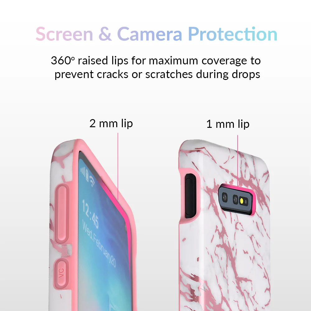 White Marble Pink Chrome Samsung Galaxy Case - Image 38