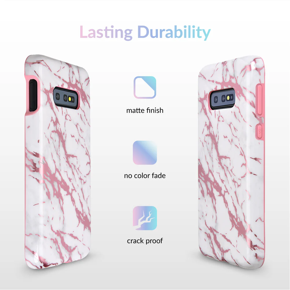 White Marble Pink Chrome Samsung Galaxy Case - Image 39