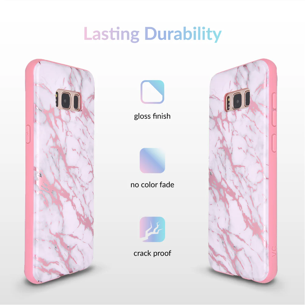 White Marble Pink Chrome Samsung Galaxy Case - Image 4
