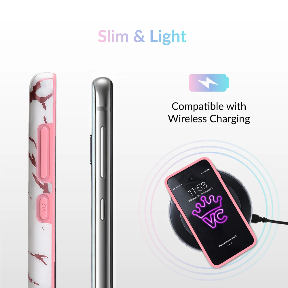 White Marble Pink Chrome Samsung Galaxy Case - Image 40