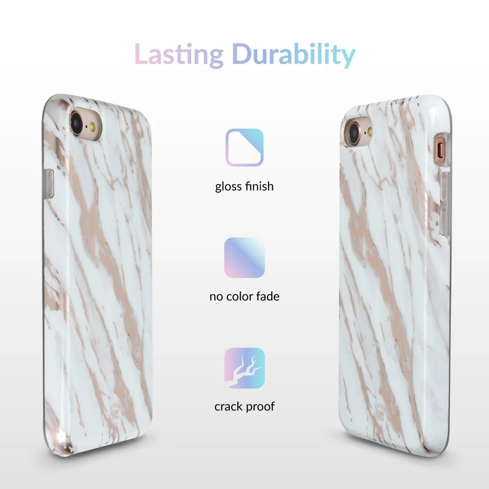 White Marble Rose Gold Chrome 2.0 iPhone Case - Image 11